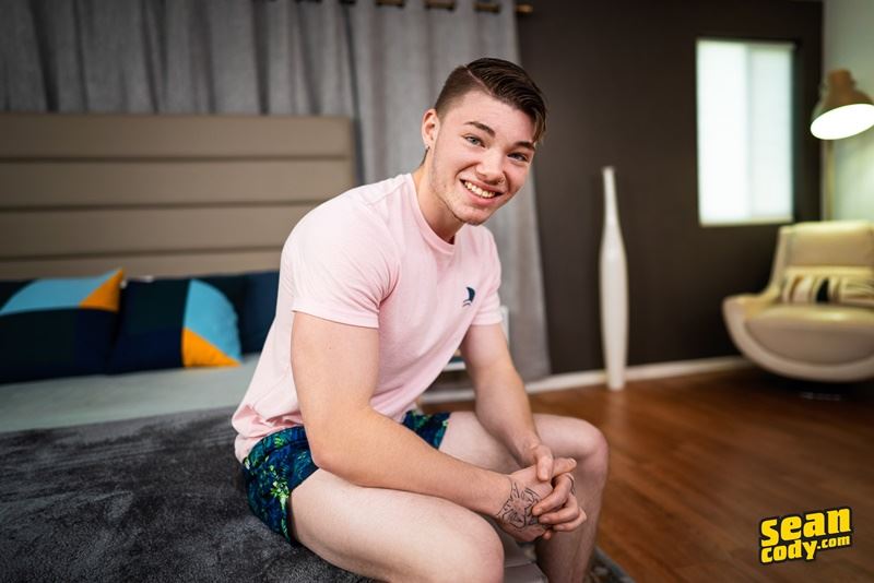 Young muscle boy Sean Cody Conor lies bed wanking big thick dick huge cumshot 004 gay porn pics - Sean Cody Conor