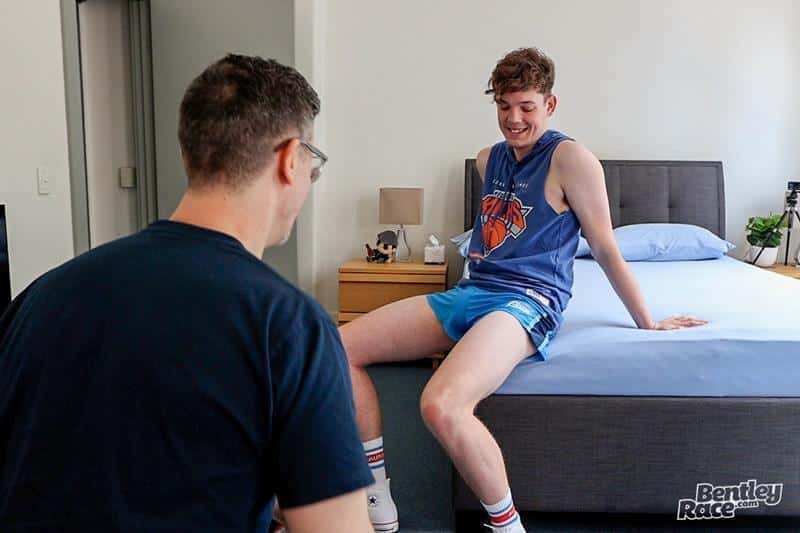 Liam Taylor Sexy 19 year old Australian twink wanking big uncut cock in just jockstrap white socks 10 porno gay pics - Liam Taylor