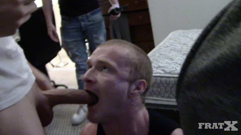 Horny young college Frat guys on their knees getting loaded behind at FratX 8 porno gay pics - College Campus Frat Boys sucked then fucked